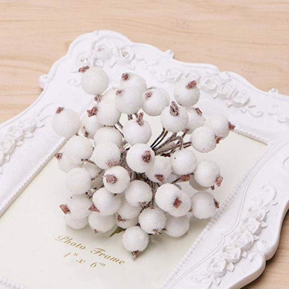 SHAPOKY 320 artificiali glassate rosse agrifoglio bacche mini fiori di frutta di Natale per la decorazione ghirlanda che