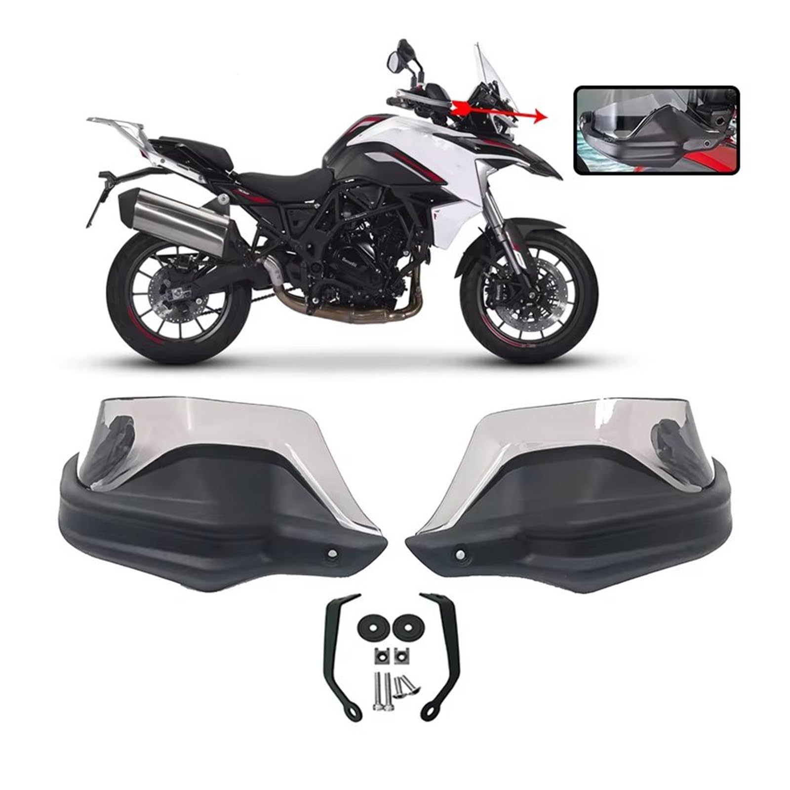Handprotektoren Passend Für Benelli TRK702 TRK702X TRK 702 TRK 702X 2022 2023 Motorrad-Handprotektoren Lenkerschutzschild Handschützer(Black Set)