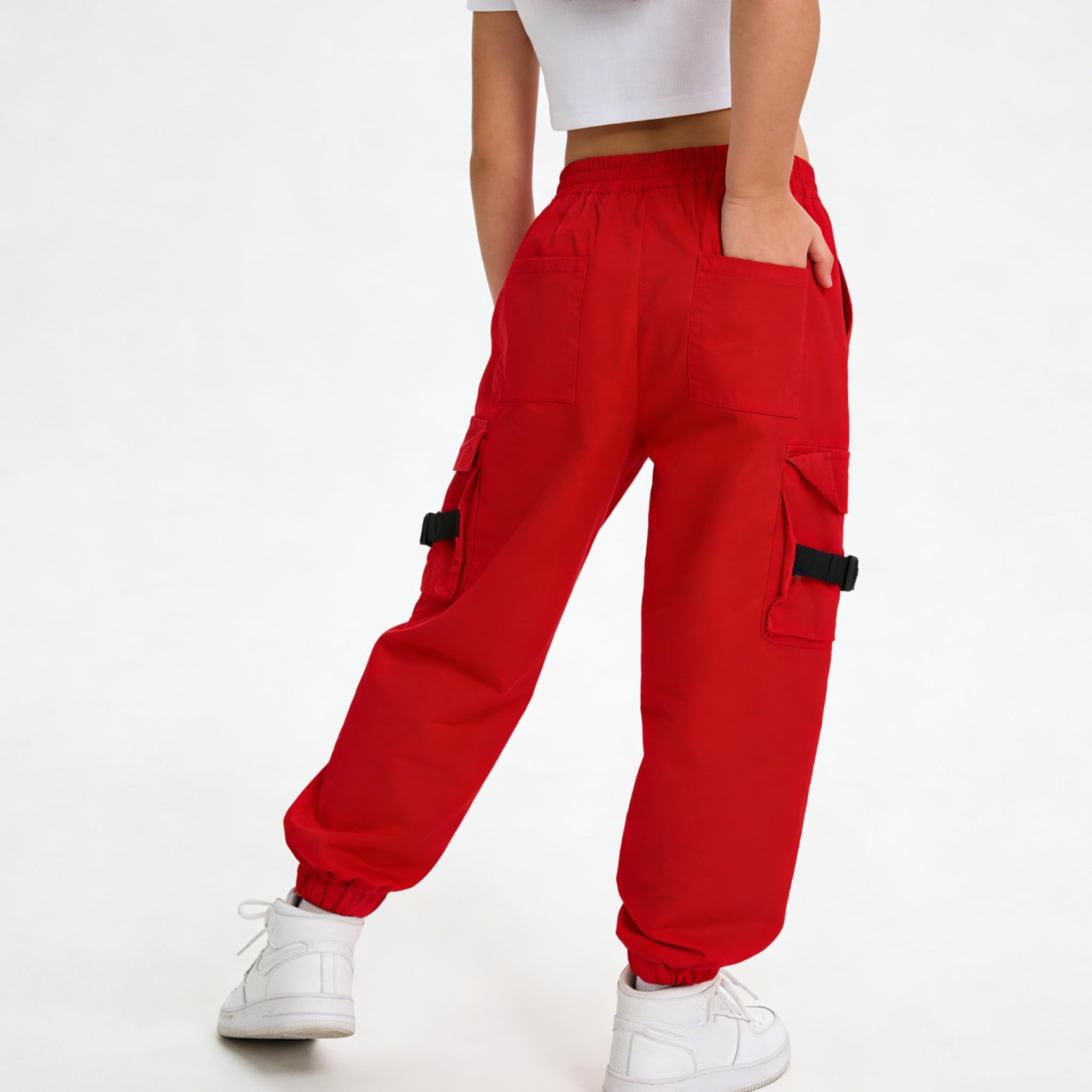 Rolanko Pantalon Cargo Enfant Fille Pantalon de Jogging pour Filles Hip Hop Street Dancewear Costume 4-15 Ans