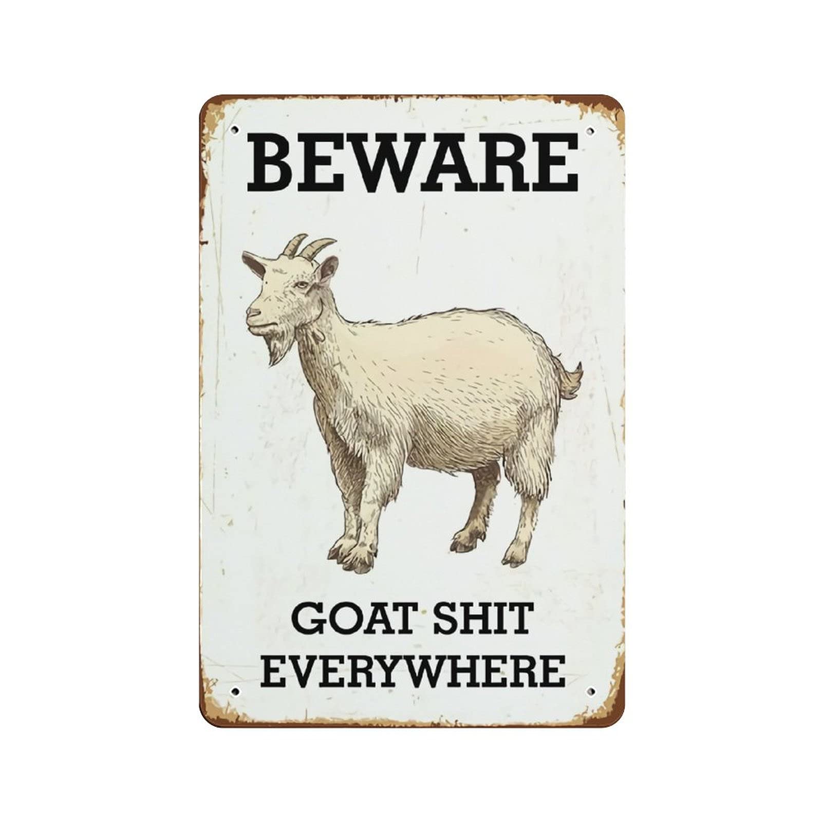 Metal Tin Sign Beware of The Goat Vintage Tin Poster Metal Sign Wall Decoration Country Kitchen Home Garage Decor 12"x8"