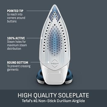 Tefal Ultraglide Plus Steam Iron, 2800W, 230 g/min Steam Boost, 50 g/min Continuous Steam, Durilium Non Stick Soleplate, Auto Off Anti Drip Anti Scale, FV5879G2
