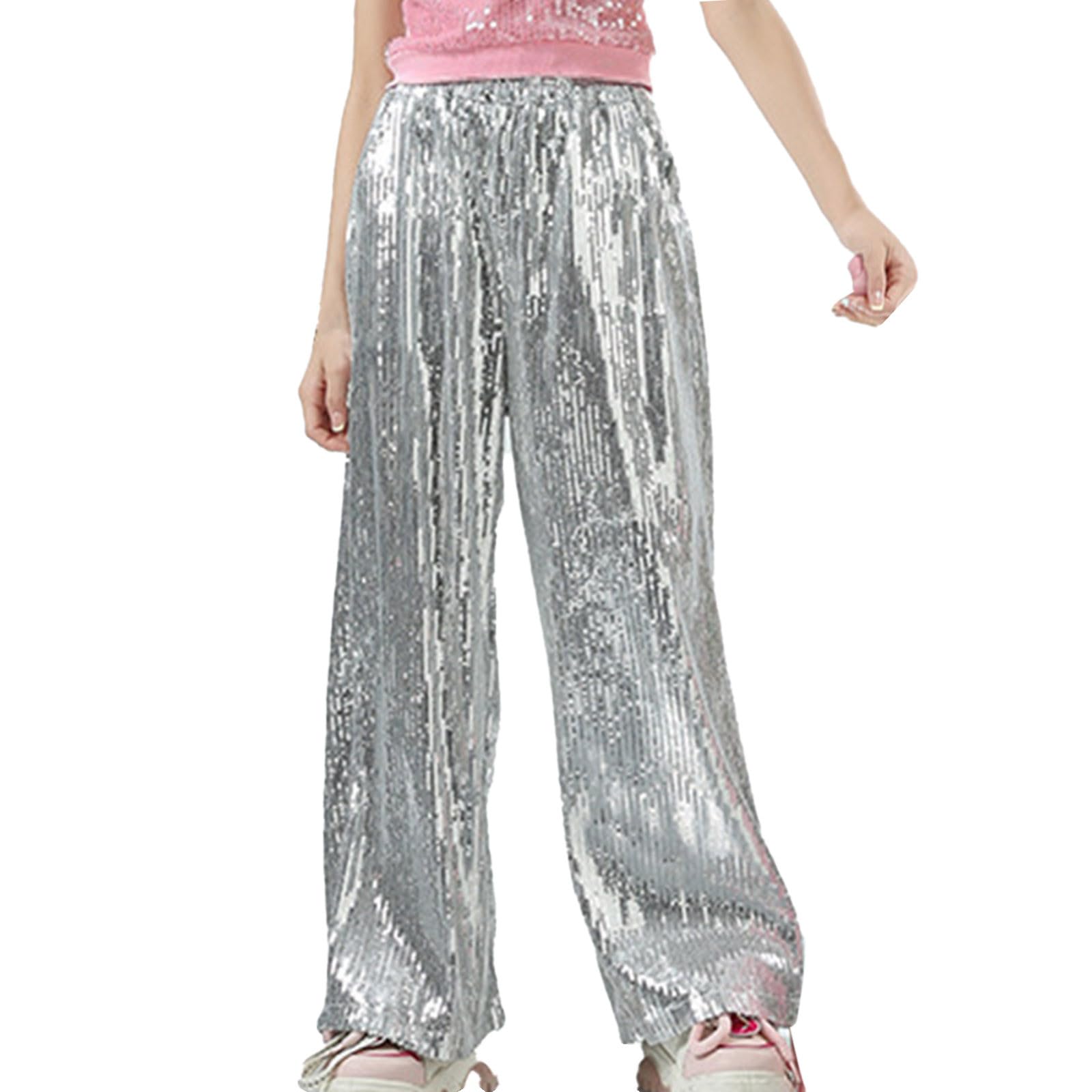 Pantalones de baile con lentejuelas brillantes para niños y niñas, pantalones de hip hop, jazz, danza, carnaval, fiesta, danza