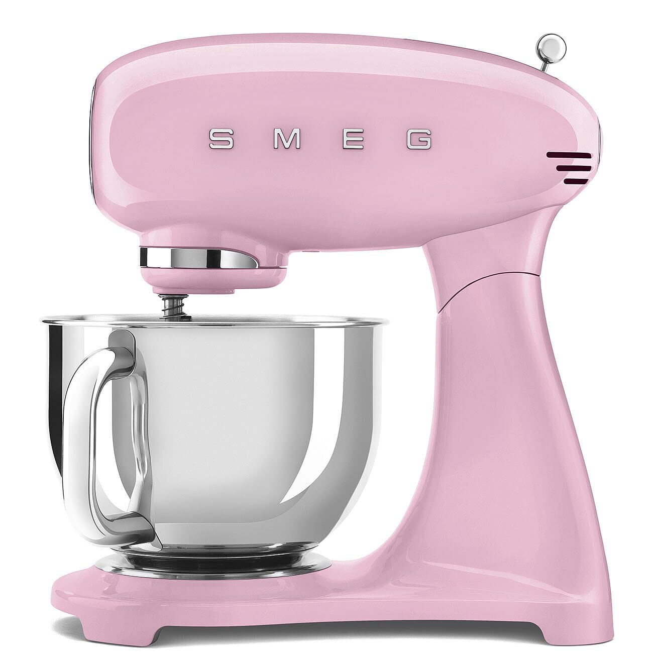 Smeg, Planetaria SMF05PKEU Full Color Robot pétrisseur 10 vitesses, démarrage en douceur et Steady Mix, bol de 4,8 l, bloc moteur, 3 fouets et crochet pétrisseur, 800 W, rose