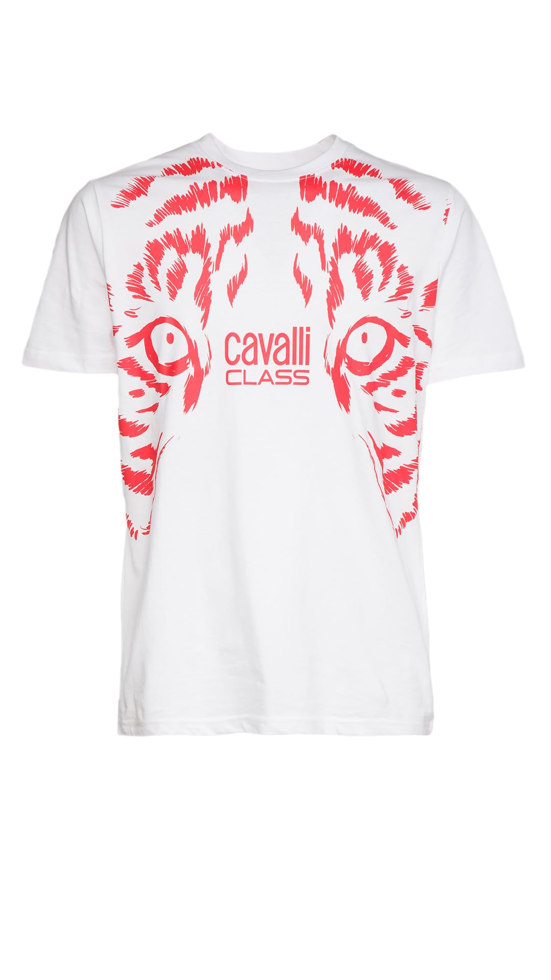 Cavalli Class Modny męski t-shirt z nadrukiem tygrysiego oka