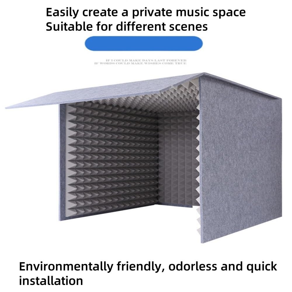 Tragbare, schalldichte Aufnahmekabine – Desktop-Gesangsabsorbierender Schild für Heimstudio – 80 x 80 cm Schallisolierungsabdeckung für Musiker und Synchronsprecher