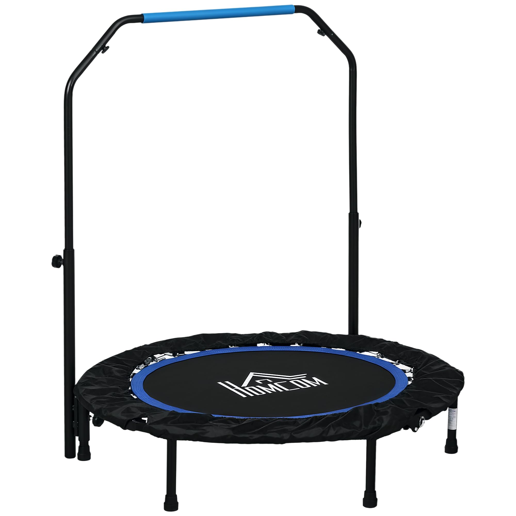 HOMCOM Trampolino Elastico per Adulti Ø102/114cm Pieghevole con Maniglia Regolabile, Tappeto Elastico a Molle Bunge, in Acciaio e PP