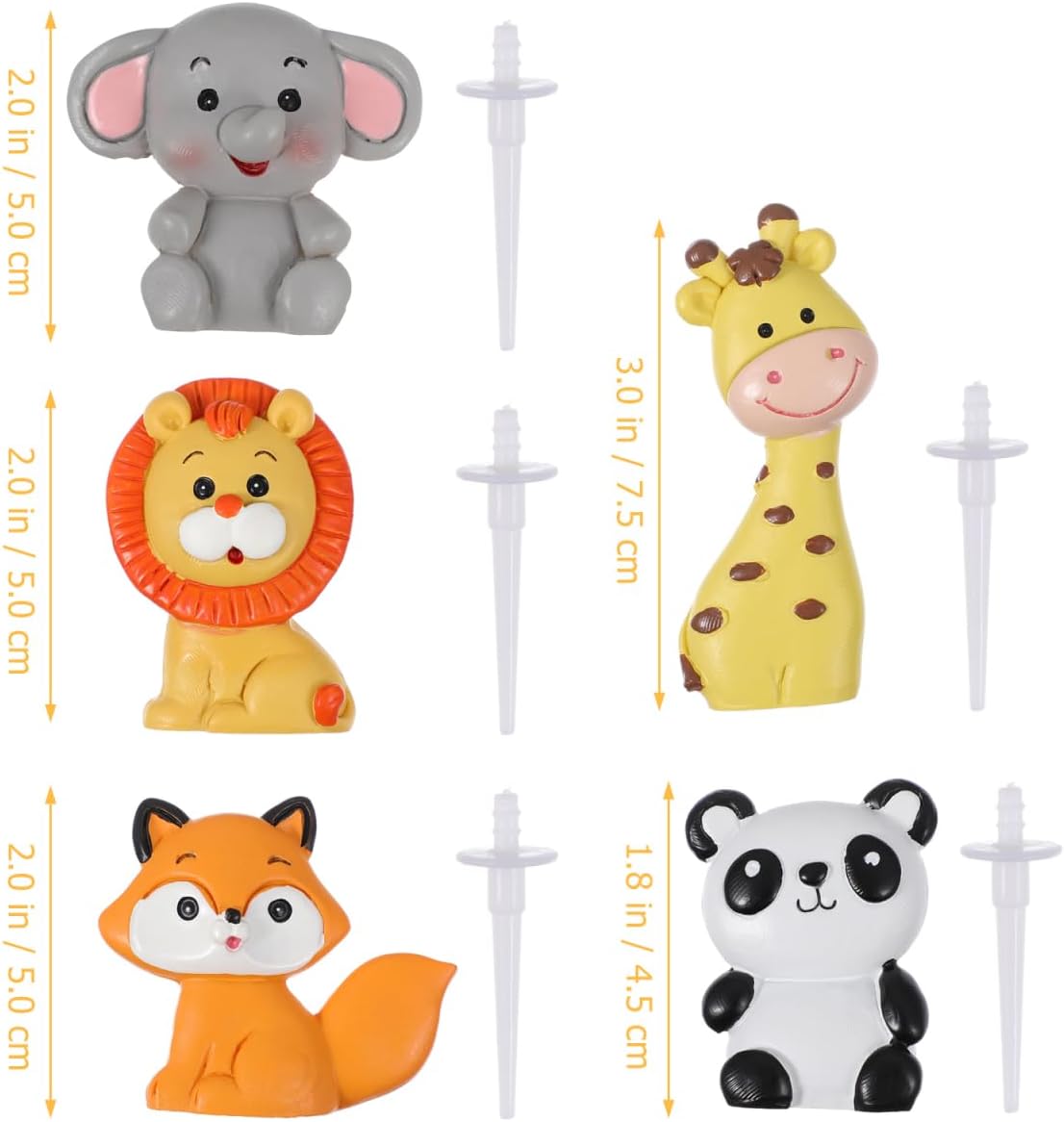 5Pcs Jungle Animal Cake Toppers, Zoo Animal Cake Toppers Jungle Animals Cake Decorations for Showers Birthday Party