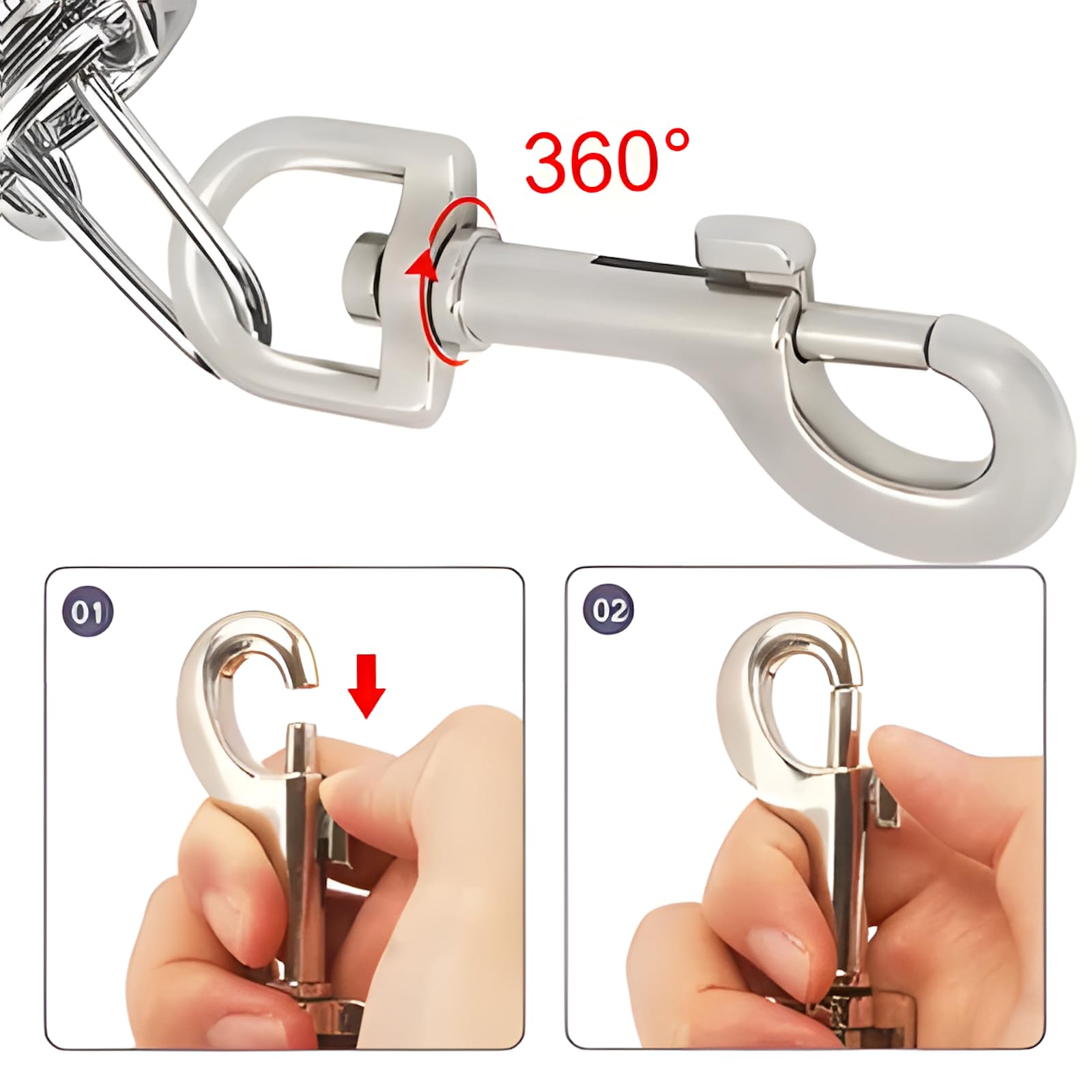 6Pcs Trigger Clips Clasp, 360° Swivel Joints Trigger Clip, Zinc Alloy Trigger Snap Hooks - Image 4