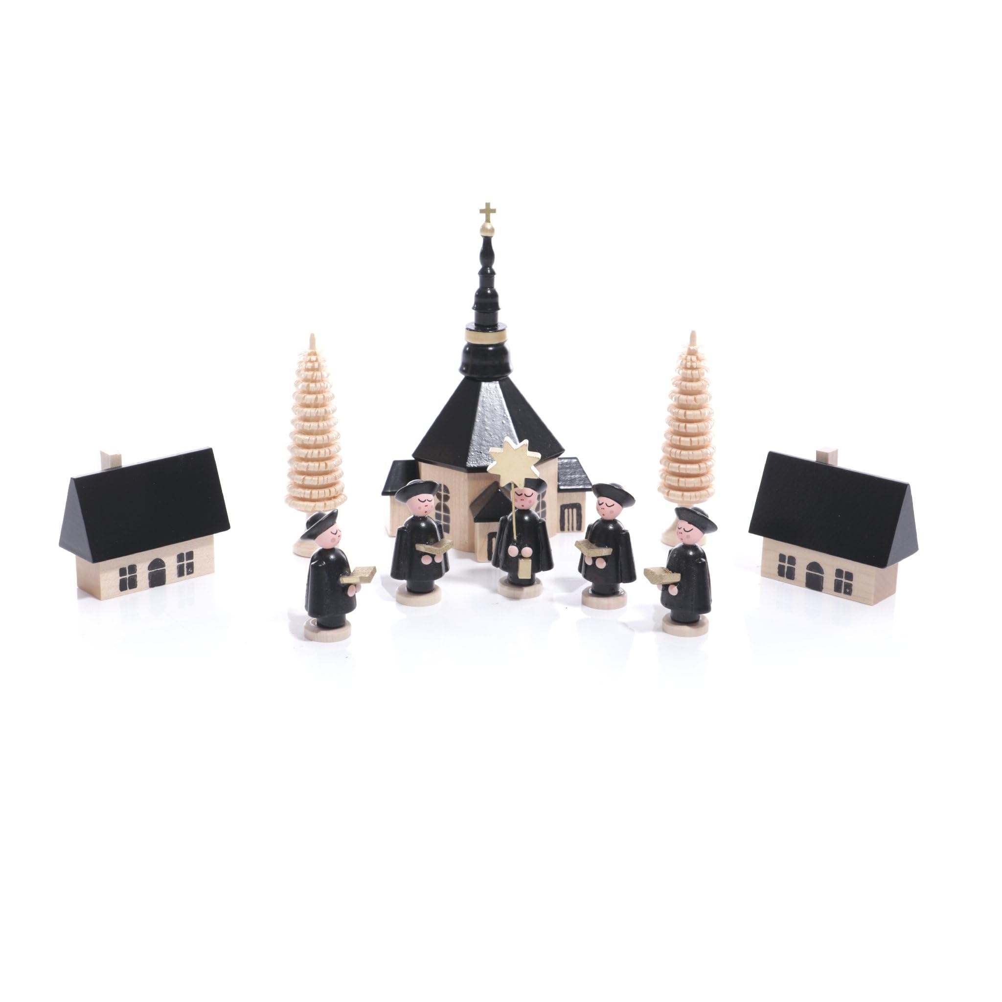 Église miniature de Seiffener en bois pour illuminer votre village de Noël au salon