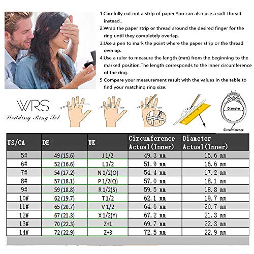 Wedding Ring Set Two Rings His Hers Couples Matching Rings Women's 2Pc White Gold Filled Square Cz Wedding Engagement Ring Bridal Sets & Men's Titanium Wedding Band #TOP2