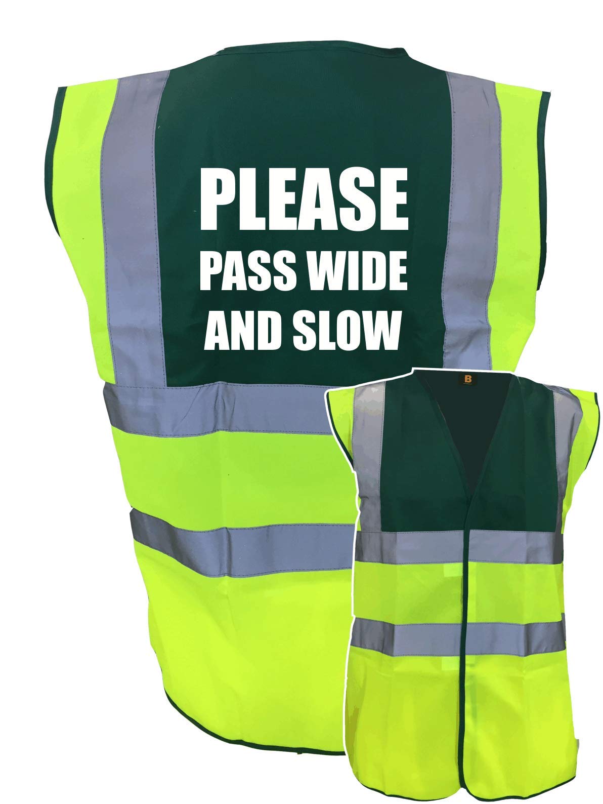 Brook Hi Vis Uk Unisex Yellow/Green Equestrian Please Pass Wide And Slow Hi Viz Vis Vest Horse Riding Reflective Waistcoat Jacket Road Safety Visibility XXX-Large
