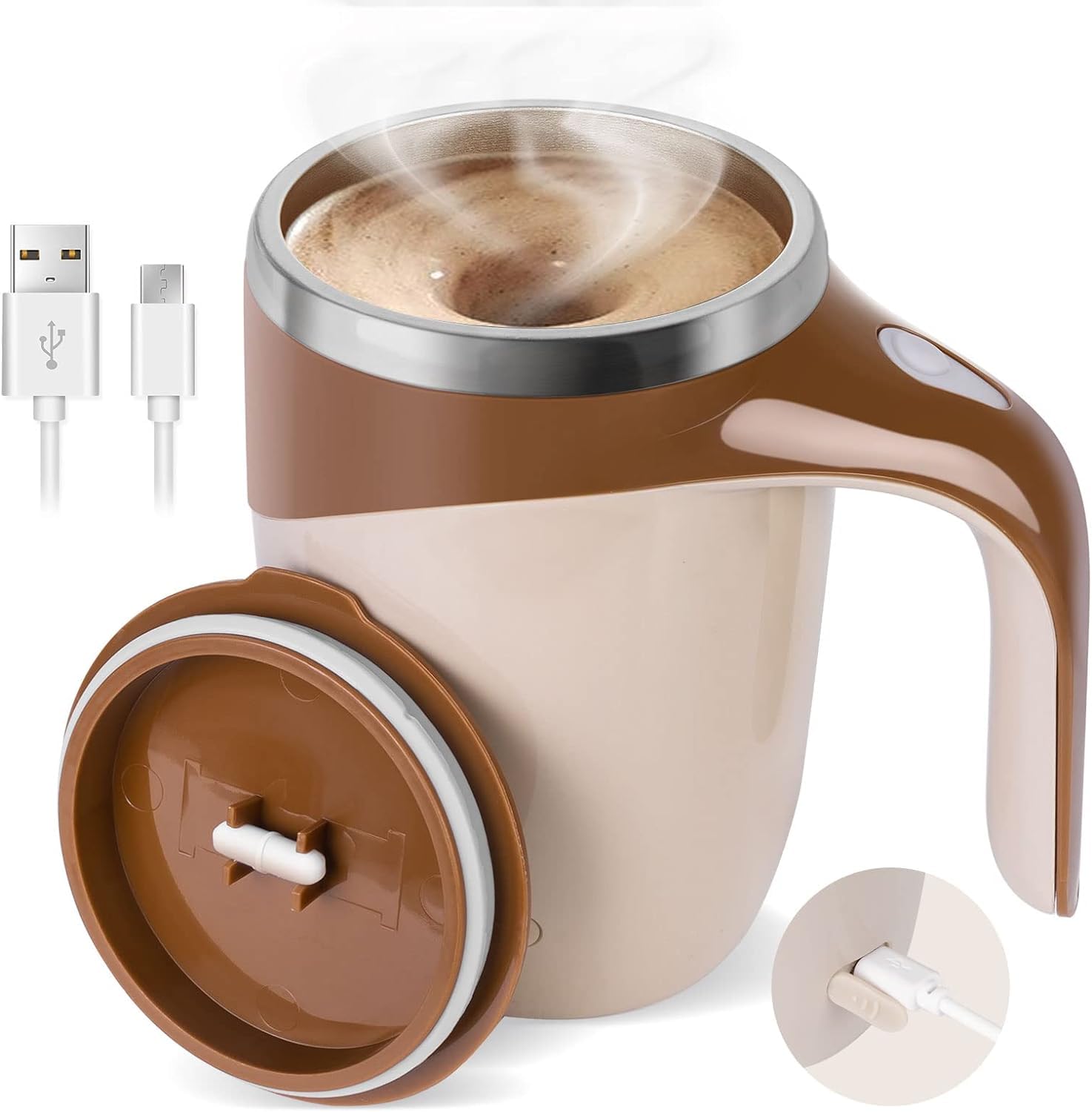 Sponsored Ad – Self Stirring Coffee Mug: Electric Self Mixing Mug Rechargeable Stirring Mug Auto Magnetic Mug Portable Self Stirring Mug dor Coffee Powder Milk Tea Cocoa (Brown)