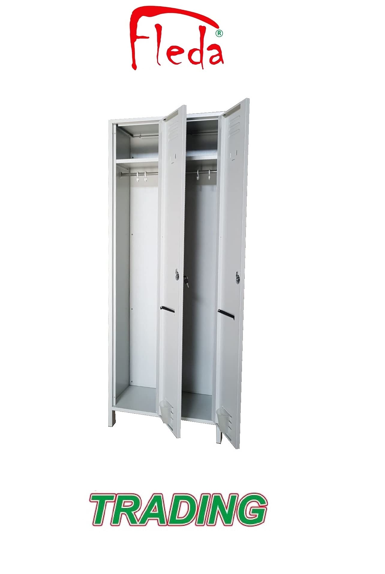 Armadio Armadietto in metallo Spogliatoio 2 Posti Salva Spazio Profondità 34 Dim. 68x34x180h cm