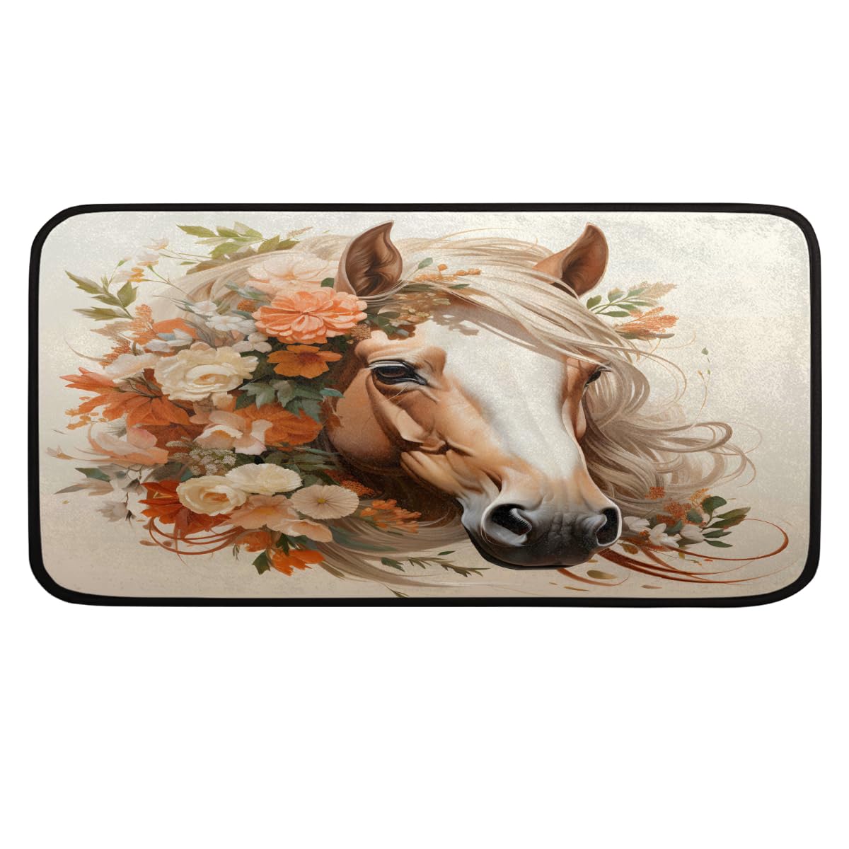 Tapis de cuisine floral 99x51cm aquarelle antidérapant et lavable