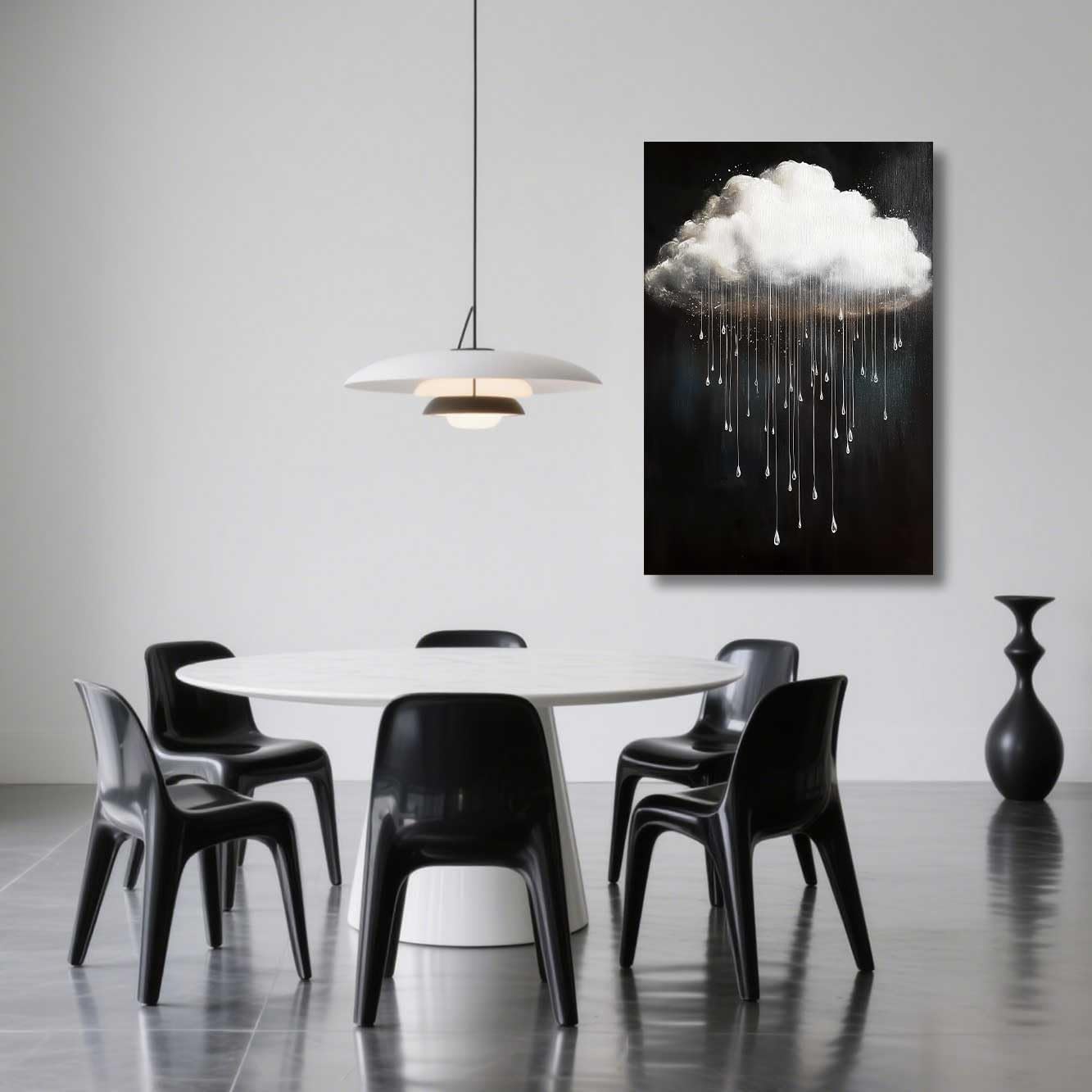 ZSHARTSWD Cloud Canvas Wall Art Vintage Rain Cloud Pictures Sky Rain Cloudy Poster Prints Minimalist Landscape Paintings for Bathroom Bedroom Decor Framed (Black, 18L x 12W)