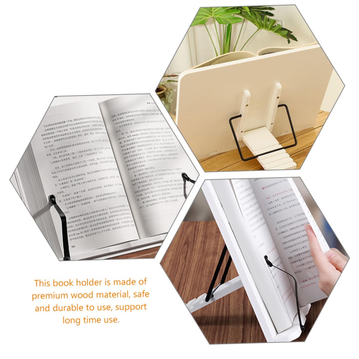 Leggio per Libri in Legno Bianco, Supporto per Libri da Tavolo | Leggio per Libri Legno, Supporto Porta Libri Regolabile, per Cookbooks e Libri, Lettura su Scrivania
