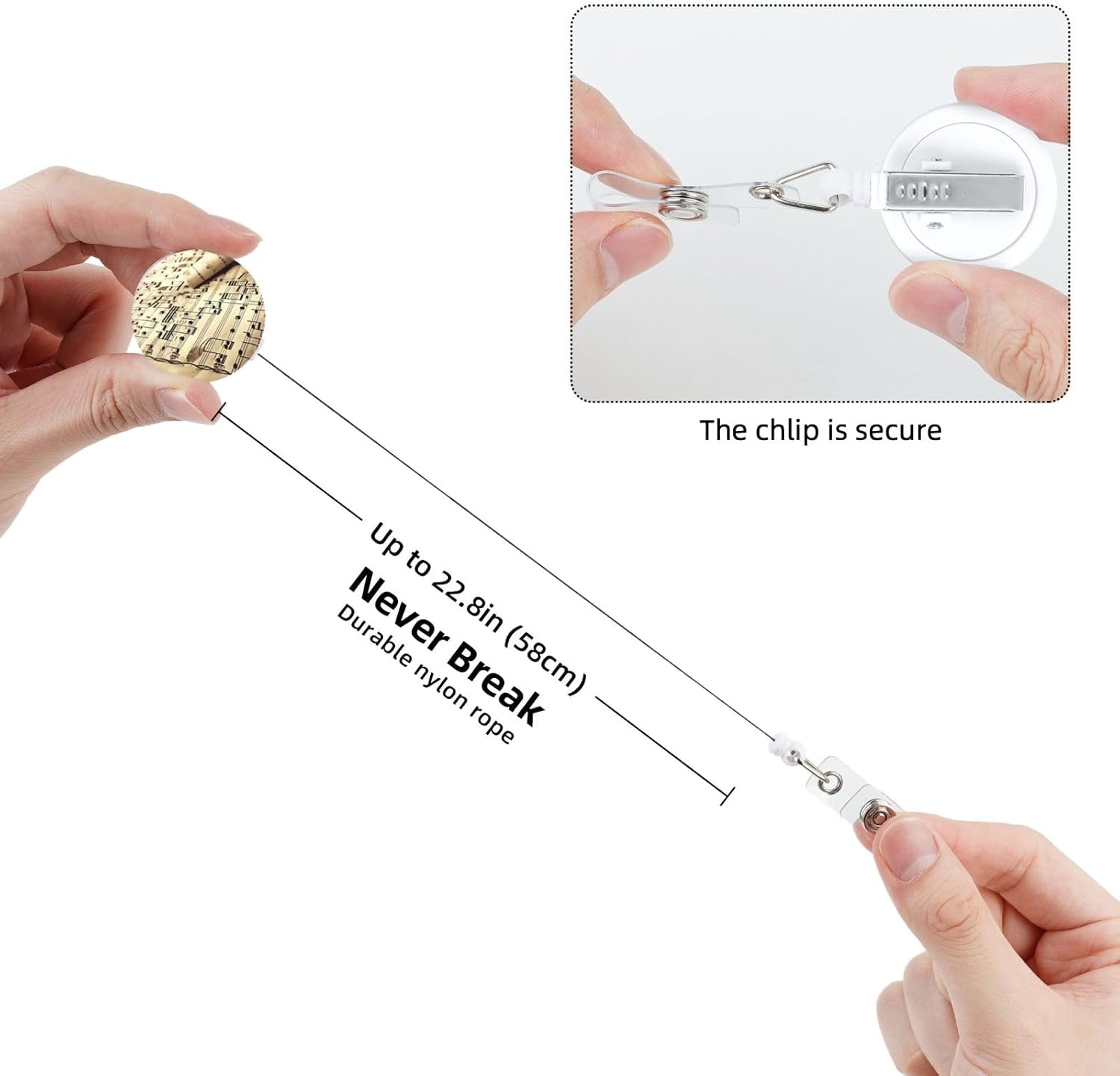 Sheet Music Badge Reels Retractable with Belt Clip image 5