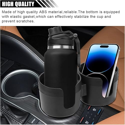 Miniatura 3 de Extensor de portavasos doble para automóvil, adaptador de portavasos 2 en 1 con base ajustable, organizador universal multifuncional para bebidas,