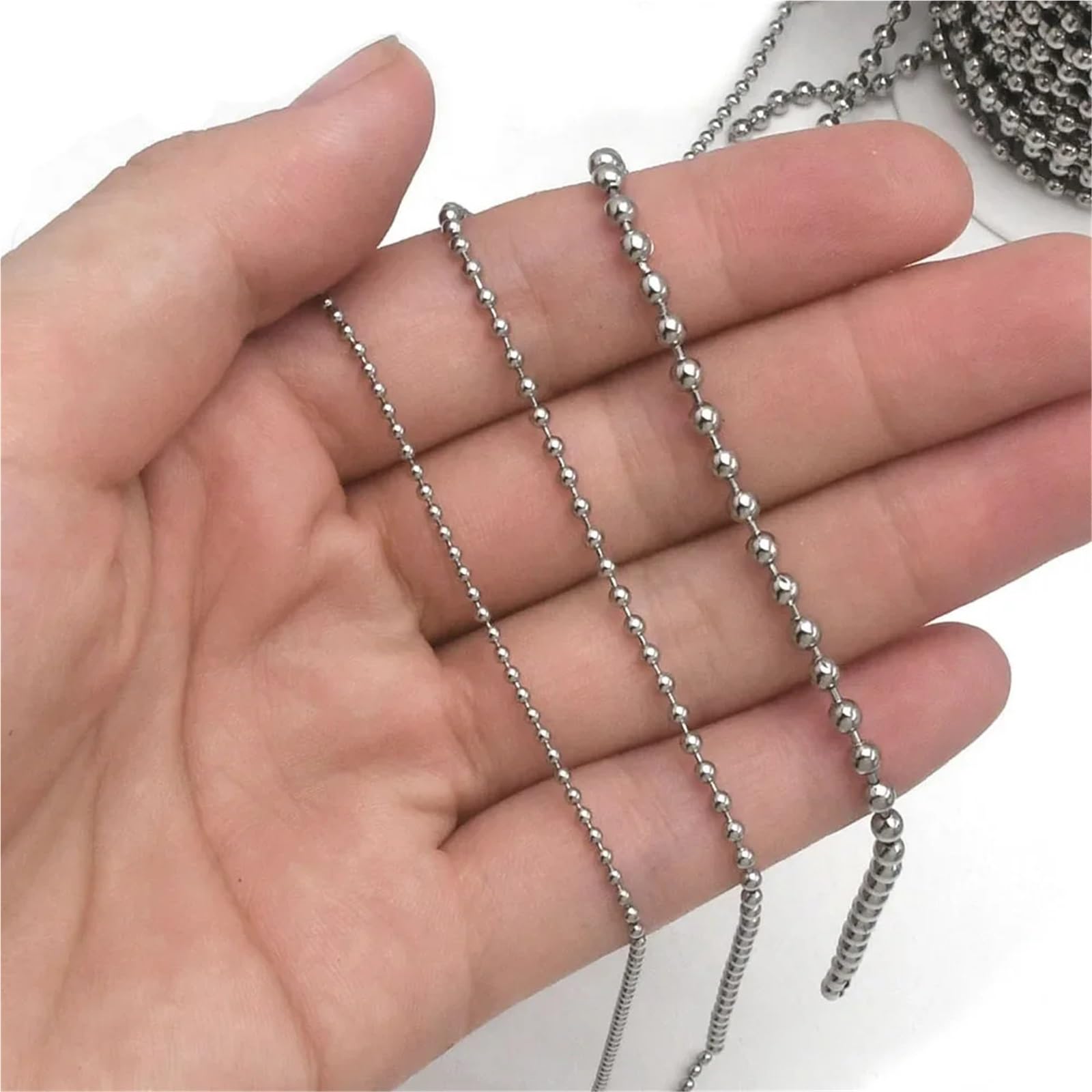 Łańcuszek kulkowy ze stali nierdzewnej 20M z koralikami 1,5 mm 2,0 4(Dia 1.5mm)