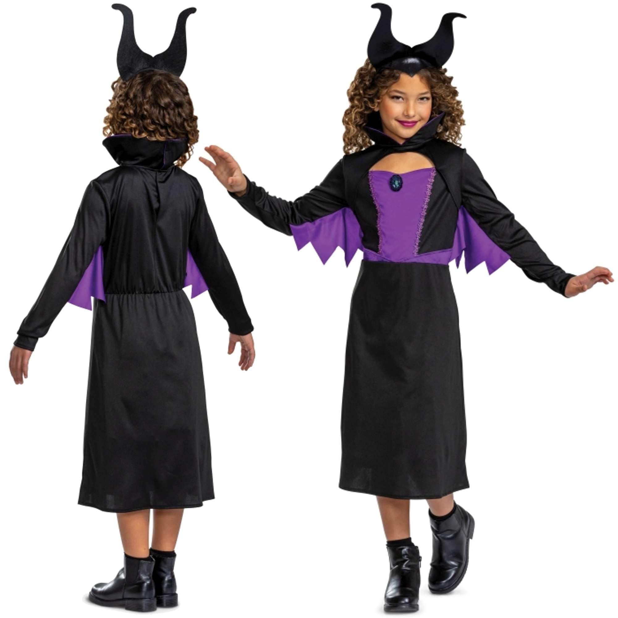 Disney Maleficent Costume for Kids, Official Licensed Product by Disguise, Detailed Bodice, Attached Cape, Dimensional Collar, Includes Maleficent Headpiece, For 4-6 Years