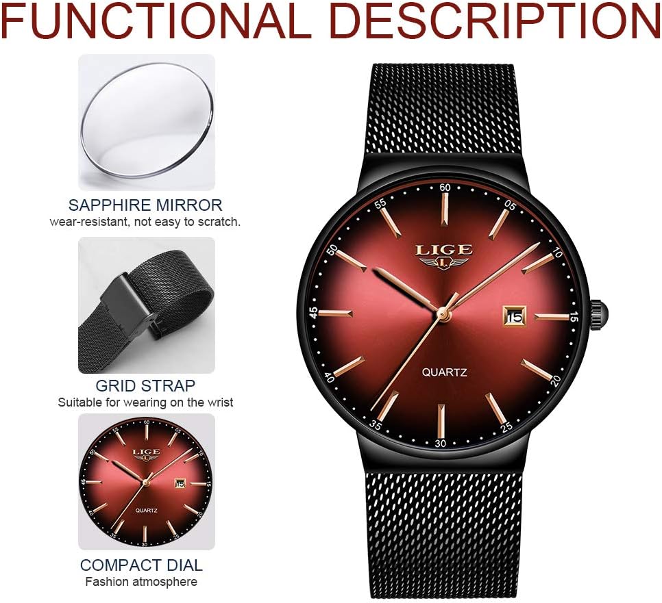Diagram showing functional description of LIGE LG9903 watch components