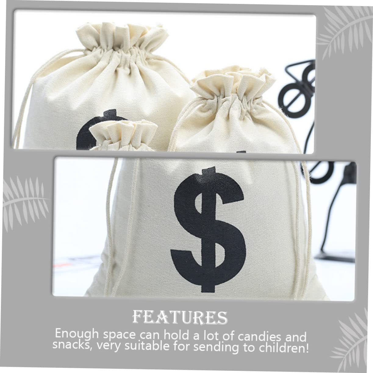 PERSELOSO Bolsas de Lona Cordón de Algodón Beige 10 Diseño de Letras Almacenamiento de Dulces y Snacks Bolsitas de Obsequio para Fiestas