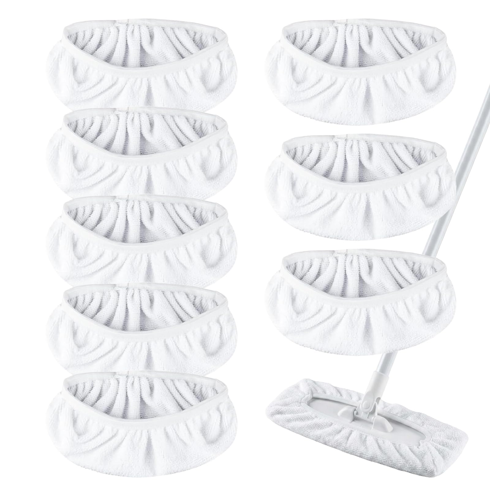 8 Pack Refill Pads for Swiffer Sweeper, Reusable Microfiber Mop Refill Pads, Washable Microfiber Sweeping Mop, Dry & Wet Use, for Hardwood Floors, Laminate & Tile Cleaning (White)