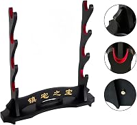 FOXSMZZ Szamurájkard Tartó Fali Állvány - 4 Szintes Bársonyozott Katana Wakizashi Tanto Kard Tartó Állvány Karcolás Elleni Védelemmel 3
