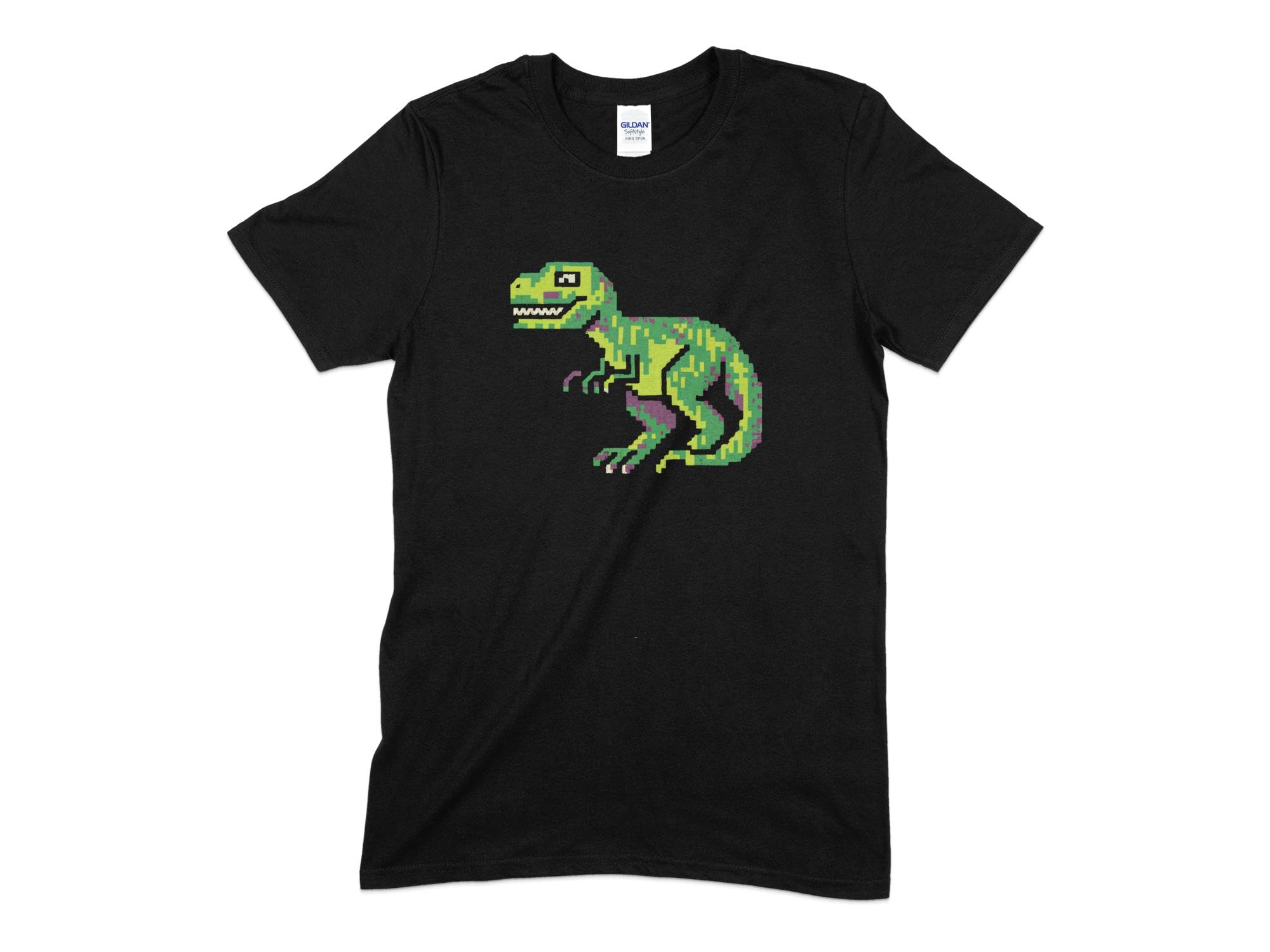 GenericRetro Pixel Dinosaur T-Shirt, 8-Bit Style Gamer Tee, Vintage Computer Graphic Shirt, Unisex Casual Tee for Geek (Small, Black)