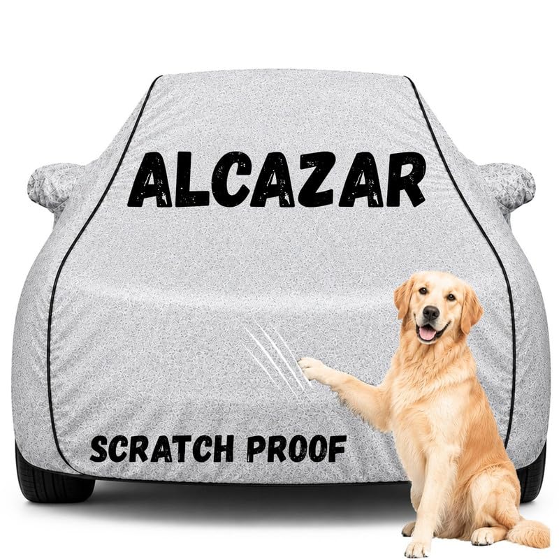 Image of Pure Fabric Silver 100% Waterproof Alcazar Car Cover | Polyester Car Body Cover for Rain & Sun | UV Protection, Dustproof, Scratch Resistant, Windproof, Heat Resistant, Custom Fit