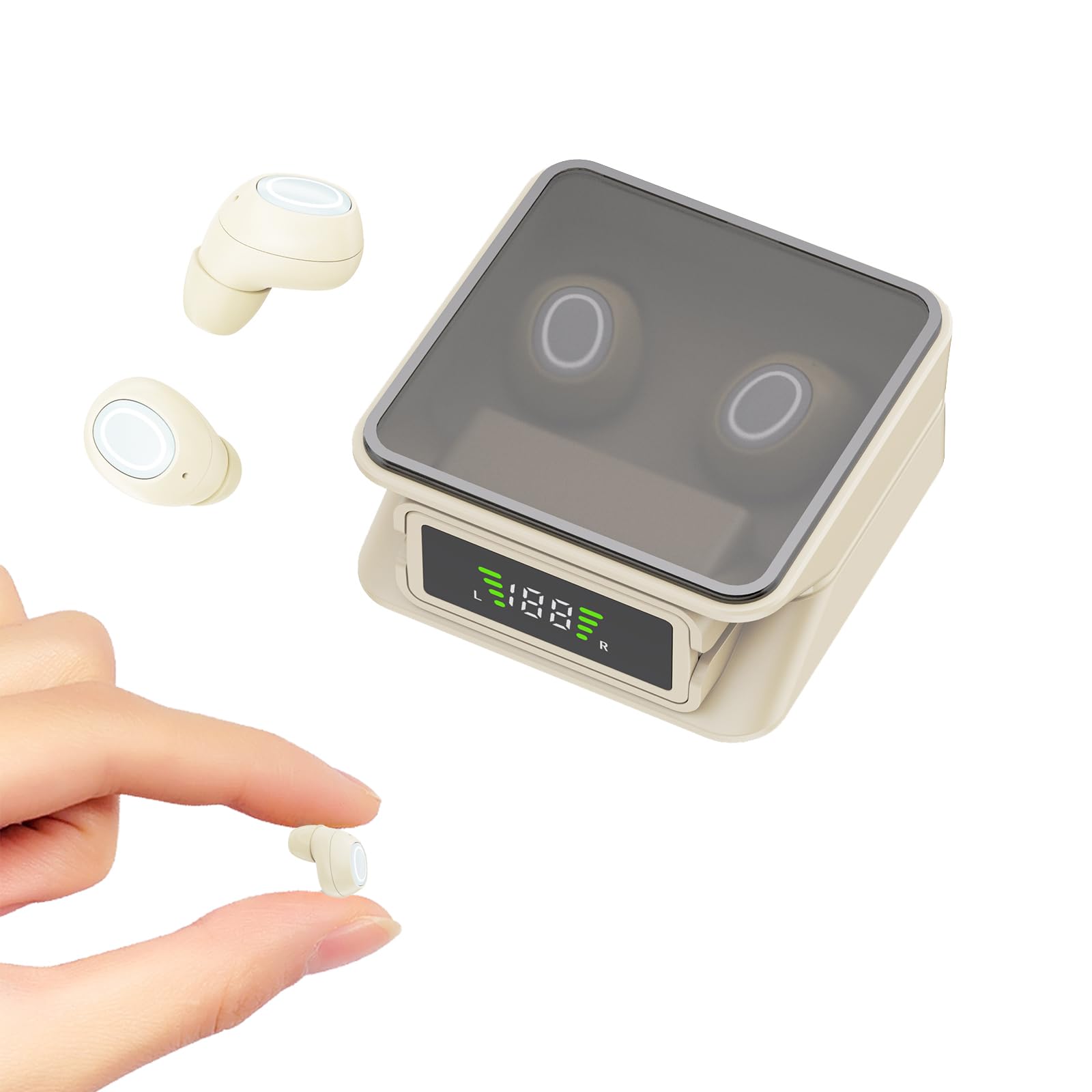 Mini écouteurs invisibles pour petites oreilles, sans fil, Bluetooth, écouteurs cachés, IPX5, étanches, doux, discrets, discrets, pour homme et femme, pour le sommeil, le travail, le sport, les