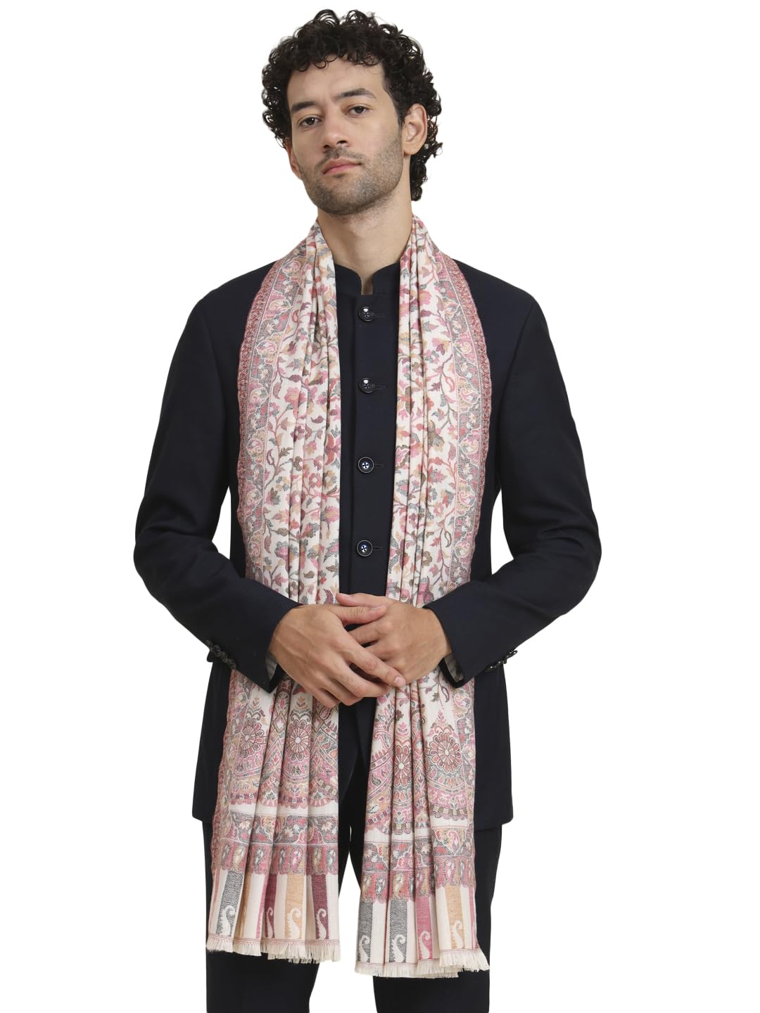 zamour Floral Kani Stole for Men, Soft Polywool Material Traditional Kashmiri Shawl for Winter-picture-38