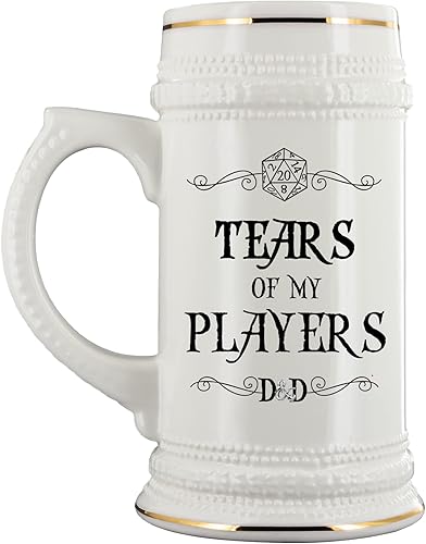 Tears of My Players Dungeons and Dragons - Taza de cerveza para novio, Dungeon Master D&D Dnd DM, divertida, 22 onzas, jarra de cerámica para hombres