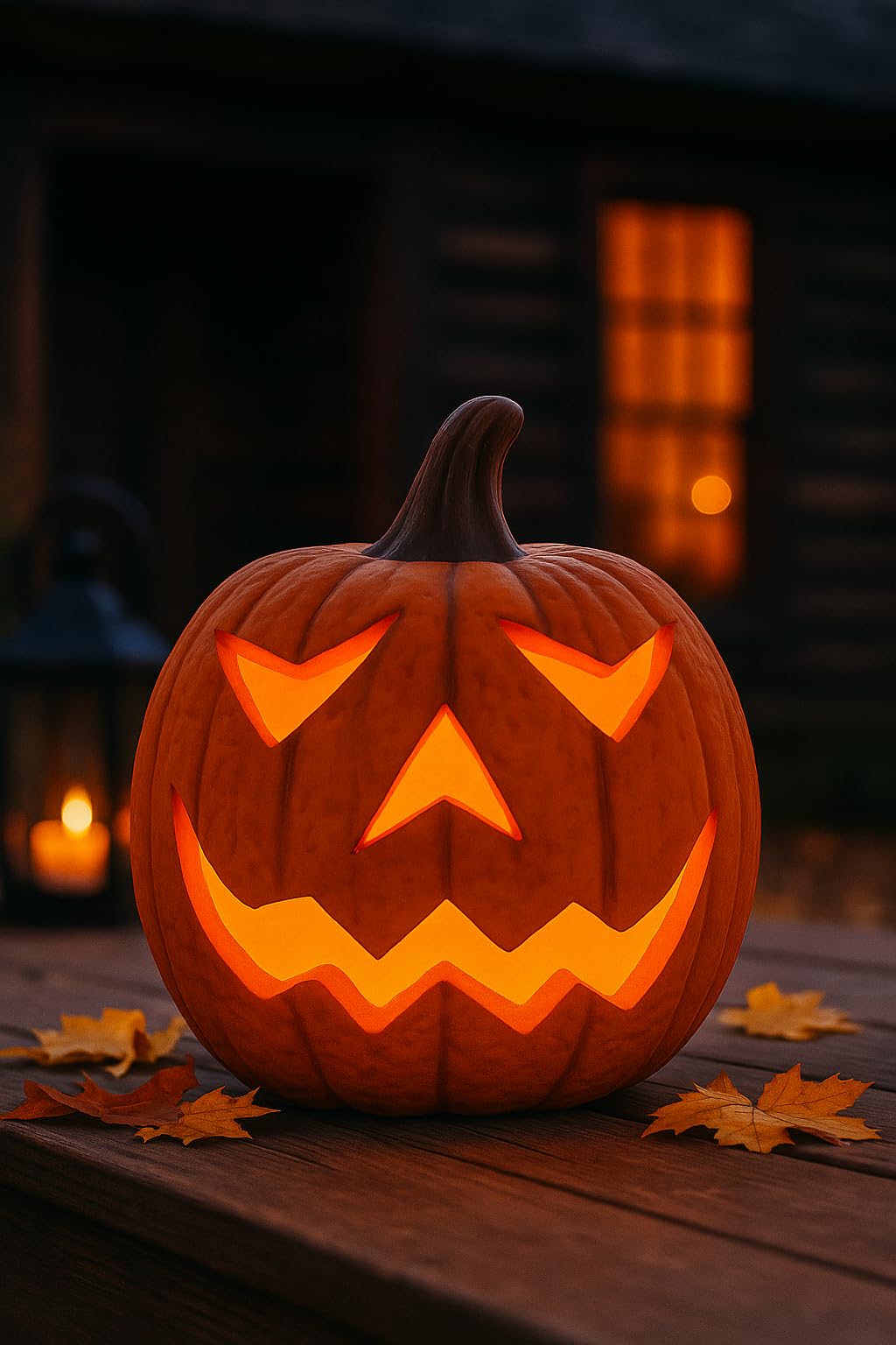 Herbstdeko Halloween Kürbis mit LED – Polyresin, 29 x 33 cm, warmweiß
