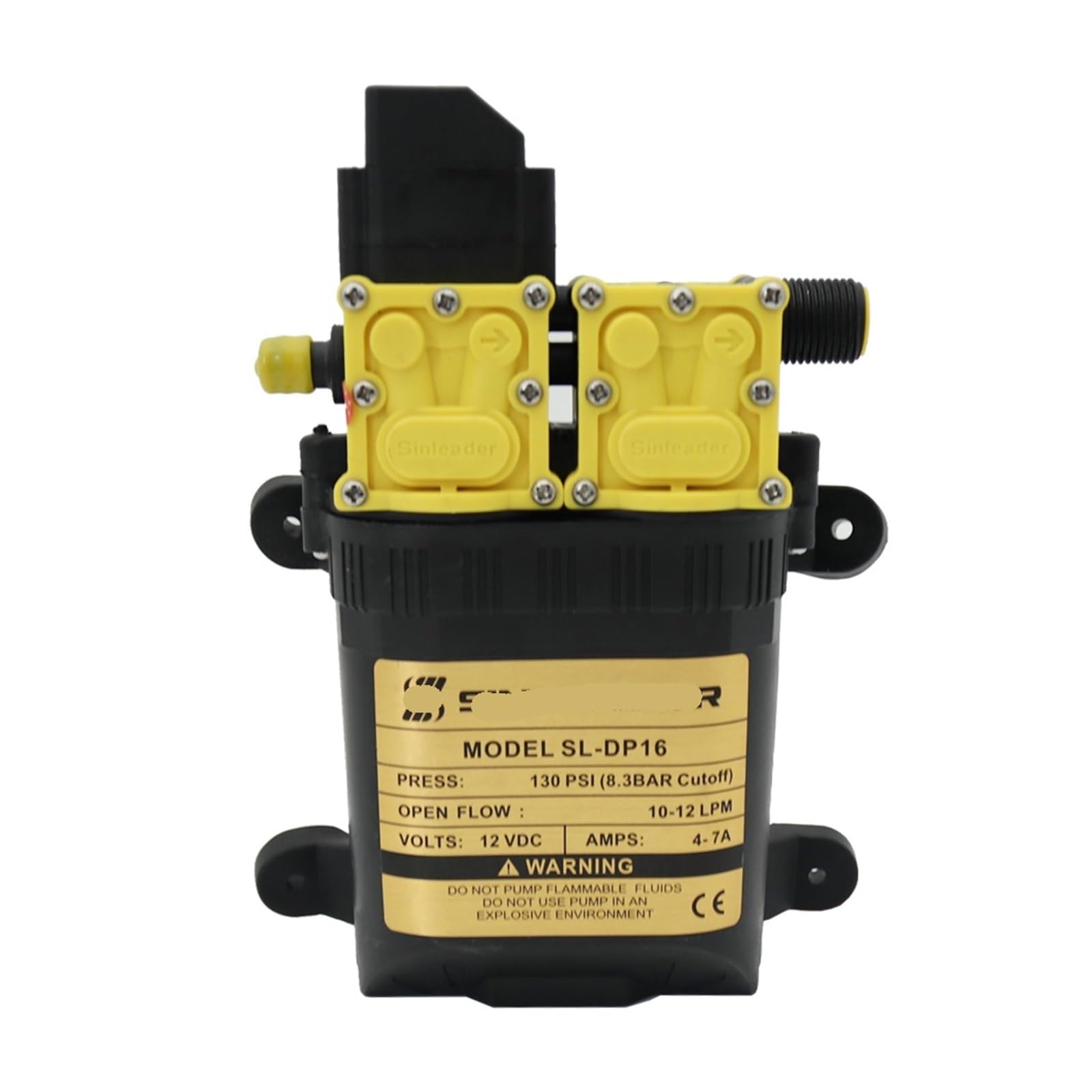 Pompe à eau électrique 125 psi DC 12 V 9 l/min, double pompe d'alimentation, pulvérisateur d'eau à membrane haute pression for lavage de voiture