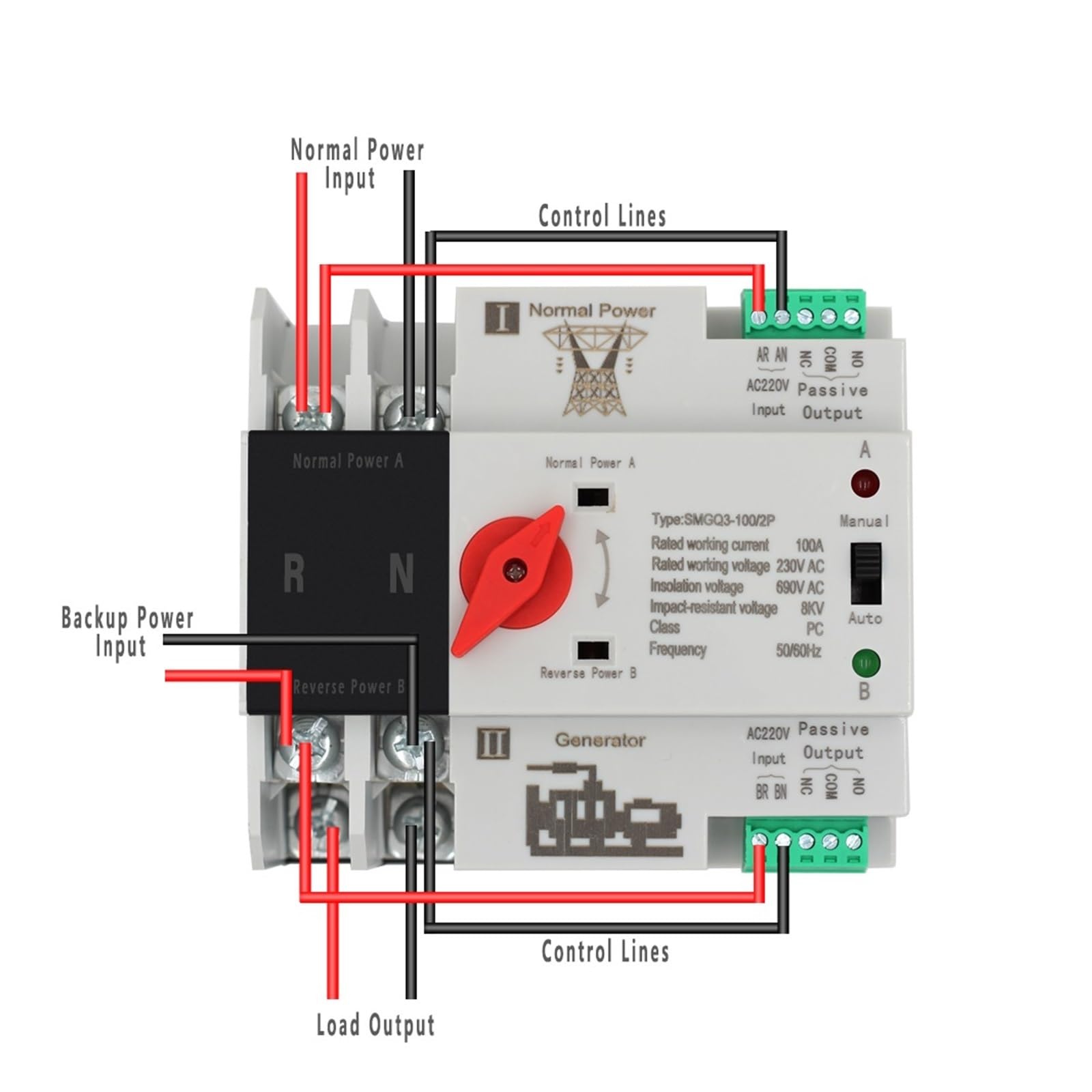 Switch Automatico Emergenza Interruttore Di Trasferimento Automatico Intelligente A Doppia Alimentazione 220 V 63 A 4 P 85165675 Tensione Isolamento 690V