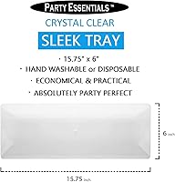 Vista 2 de Party Essentials N156621 - Bandejas elegantes de plástico para aperitivos/servir, 15.75" x 6", transparente, paquete de 6
