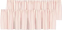 Vista 1 de Blackout Classic Ticking Stripe Pink and White - Cenefa de cortina corta con bolsillo para barra, para decoración de cocina, dormitorio, 52 x 18
