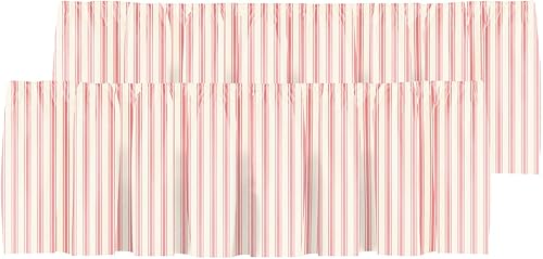 Blackout Classic Ticking Stripe Pink and White - Cenefa de cortina corta con bolsillo para barra, para decoración de cocina, dormitorio, 52 x 18