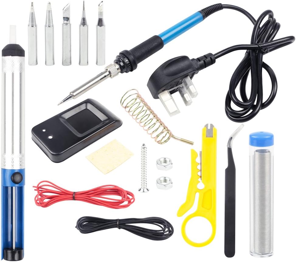 UK Soldering Iron Kit Electronics Welding Irons Tool Adjustable Temperature 60W