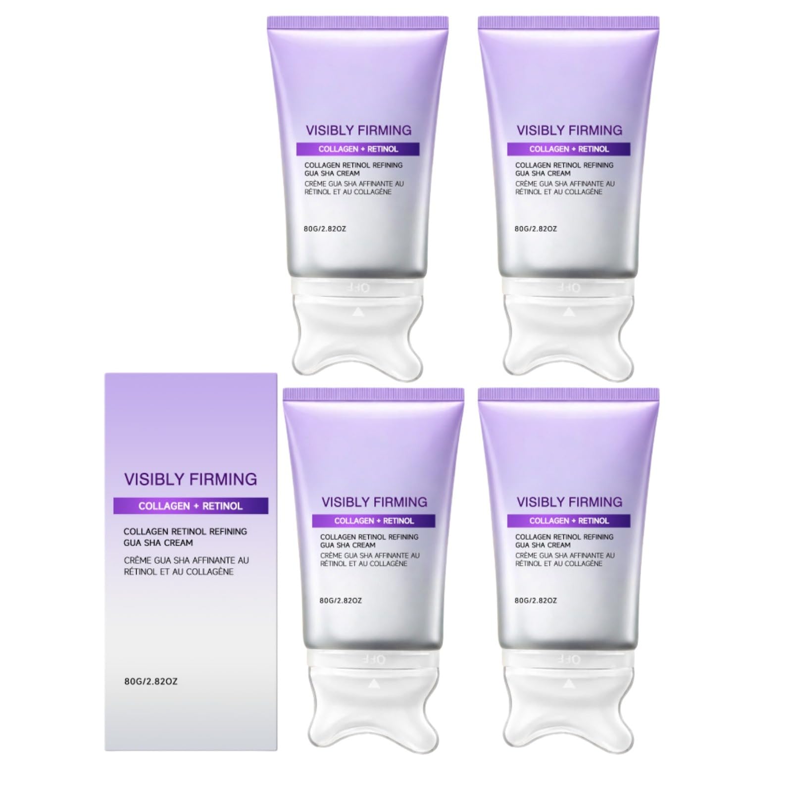 Feuchtigkeitsspendende Gesichtscreme mit Gua Sha, Anti-Aging Feuchtigkeitspflege, Halsstraffung, Kollagen-Creme, straffende und glättende Wirkung für Gesicht und Hals Fältchenpflege, Tägliche Pflege