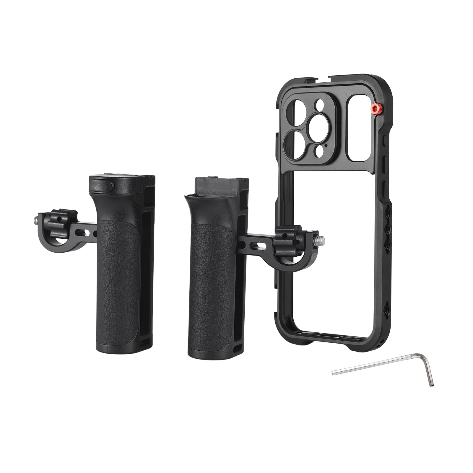 Dual-Griff-Telefonkäfig-Video-Rig für 15 Pro Handheld-Stabilisator-Kit Tragbare Smartphone-Filmausrüstung Schwarz (Für 15 Pro)