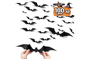 100-Piece 3D Bat Decor: Halloween Wall Decoration Party Supplies