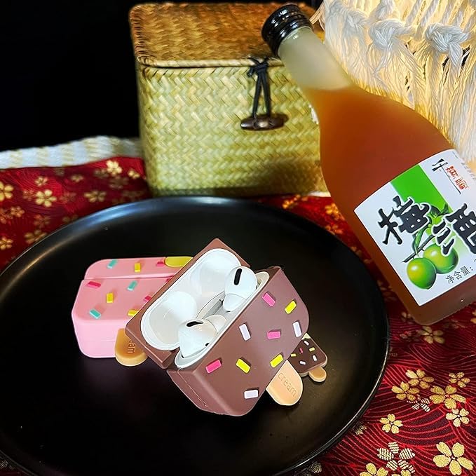 Image of Techmount Compatible with Airpods Pro GEN-2 (2022) Case Cover Silicone Cartoon Character 3D Cover Wtih 360 Protection Airpods Pro 2 Cover Case (NOT for Any Other AIRPODS) (ICE Cream Chocolate)