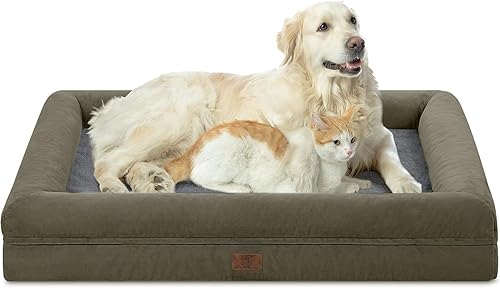Miniatura 34 de Cama ortopédica grande para perros, cama impermeable para perros con funda extraíble, camas lavables para perros grandes, con cojín extraíble de 4