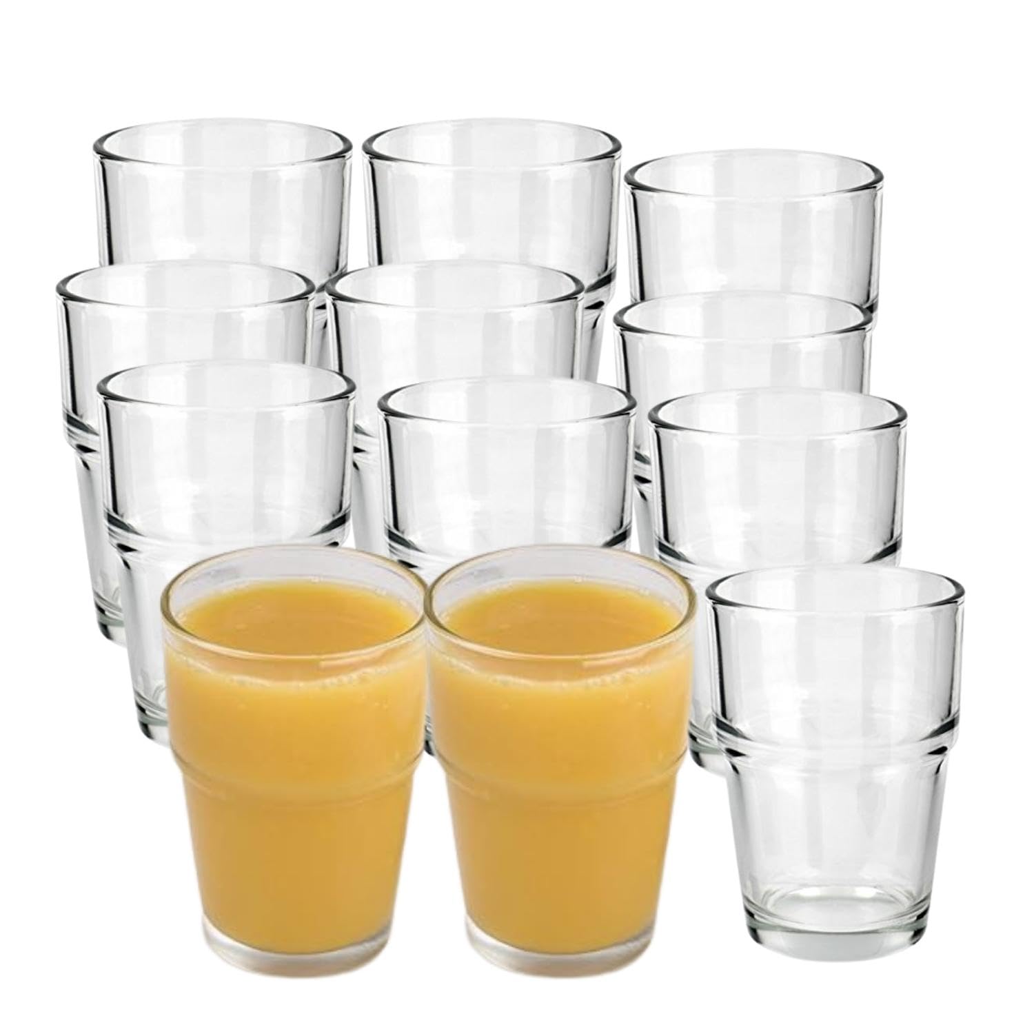 HOMESHOPA Stackable Drinking Glass, 12 Pack 170ml Crystal Clear Small Tumbler, Drinking Glasses for Water, Beverages & Cocktails, Transparent Glassware for Home, Kitchen & Parties, Dishwasher Safe