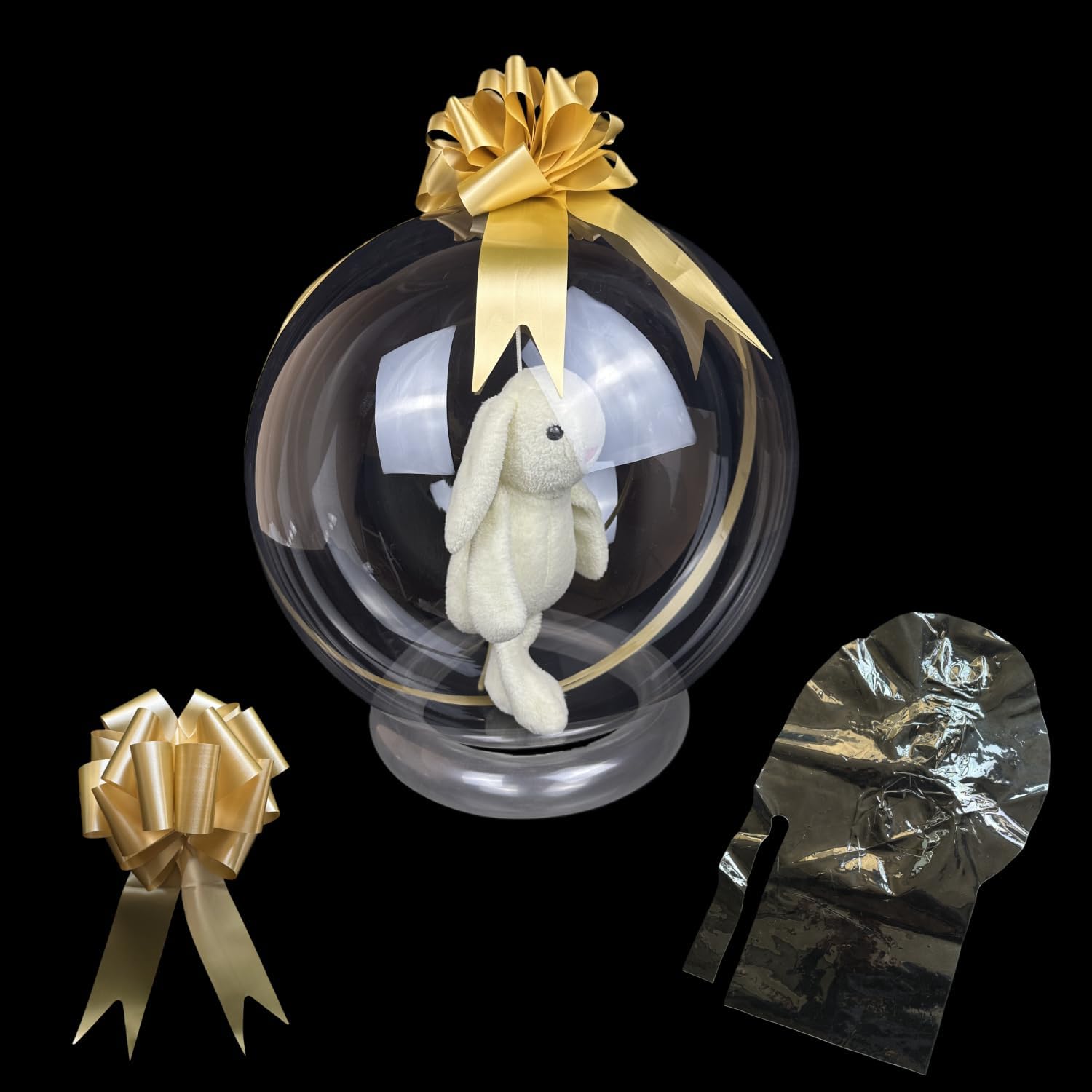 Large Clear Balloons for Stuffing, 10pack Wide Mouth Stuffable Bubble BoBo Balloons with Pull Bows, Gifts Wrapping for Mother's Day/Bridal Shower/Birthday Decor