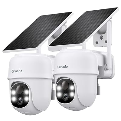 2K Cameras for Home Security-2.4G WiFi Outdoor Camera Wireless Solar/Battery Powered with solar panel, 360° Viewing, AI Human Detection, Color Night Vision, with SD Storage, Works with Alexa(2 Pack)