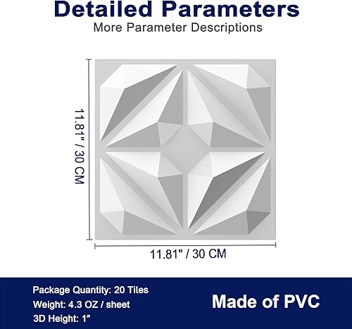 Miniatura 7 de MIX3D Paquete de 20 paneles de pared 3D texturizados para decoración de pared interior, paneles de pared decorativos de PVC para sala de estar,