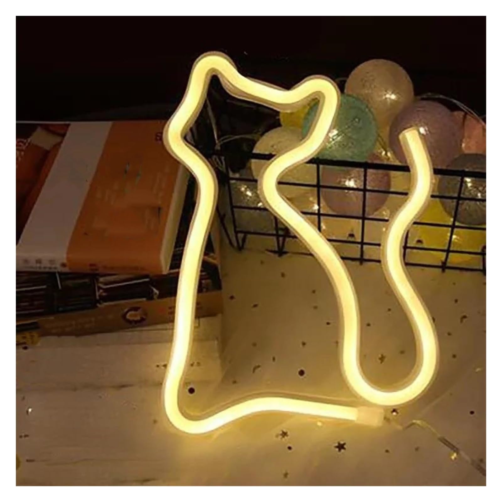néon signe Enseigne Lumineuse En Forme De Chat Alimentée Par USB Pour Chambre À Coucher Salon Festival Fête Mariage Anniversaire Salle De Jeux Décoration 17cmx23.5cm(C)